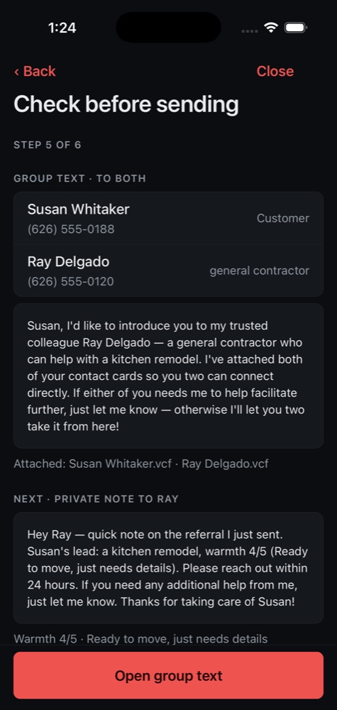 Reviewing a referral before it is sent